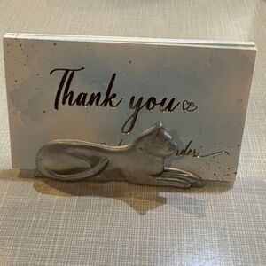 Vintage pewter kitty cat business card holder.